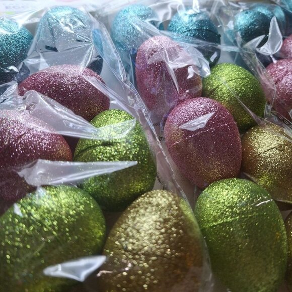 Glitter Fillable Easter Eggs Hunt Spring Bright Sparkly Shiny New Pink Gold 32 - Picture 1 of 7